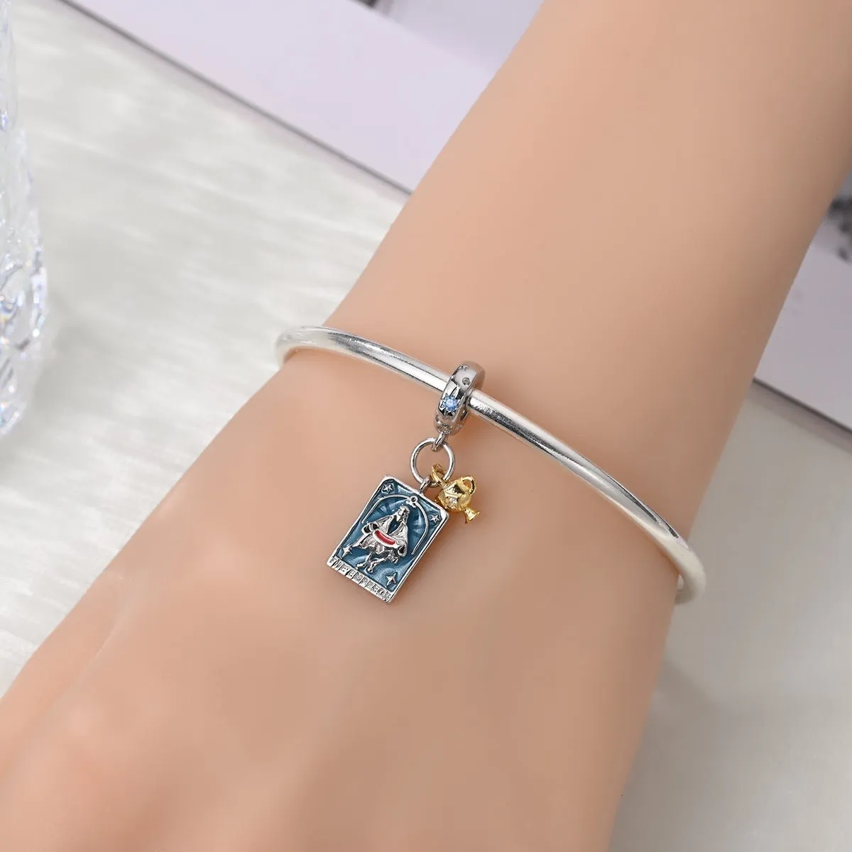 Emperor Tarot Card & Chalice Dangle Charm