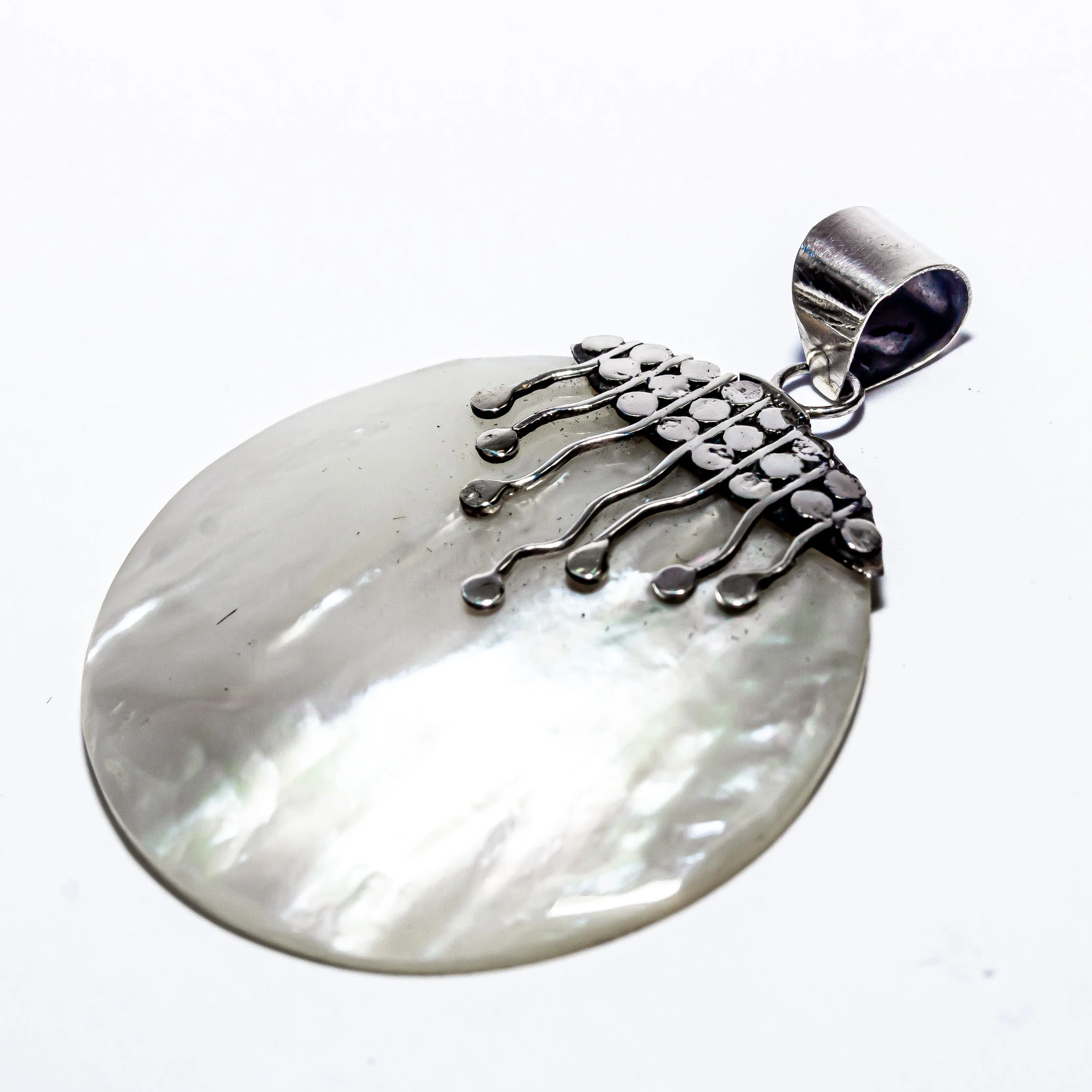 Enchanting Bali Handmade Mother Of Pearl Pendant in Sterling Silver