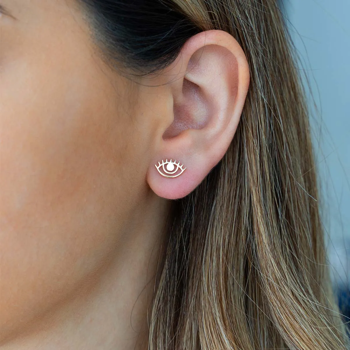 Evil Eye Lash Stud Earrings