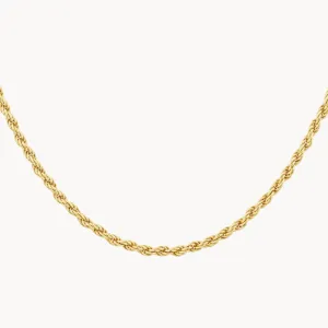 Fine Rope Chain Necklace in Gold