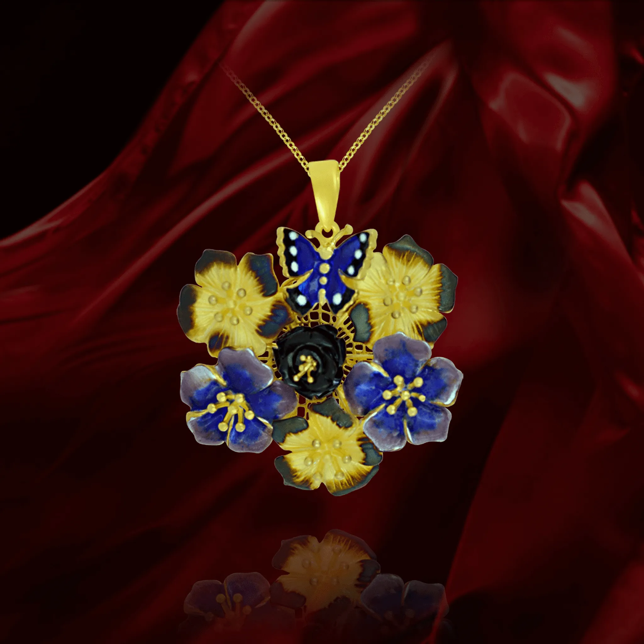 Flower and Butterfly Pendant