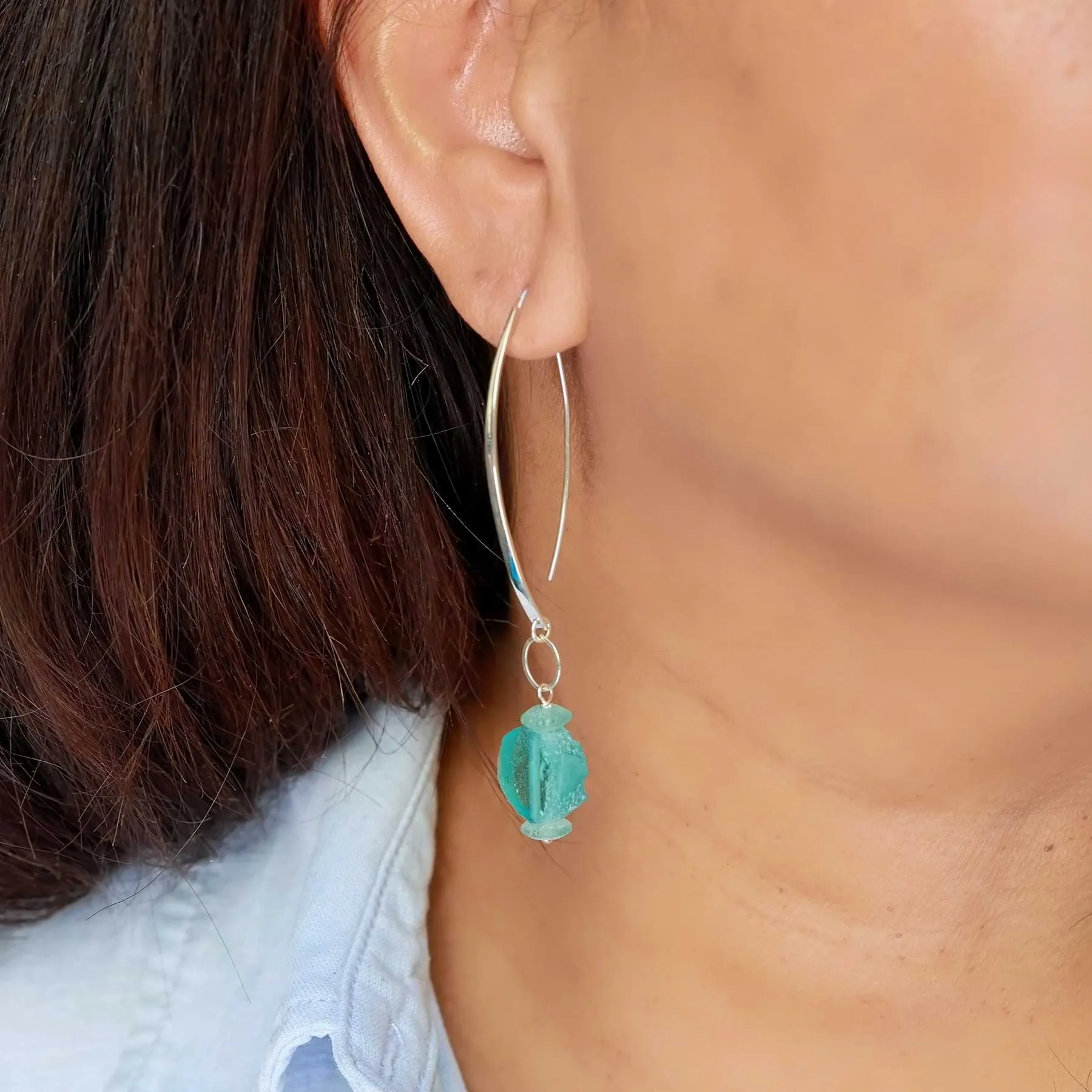 Found Beauty - Modern Minimalist Glass Coin Earrings