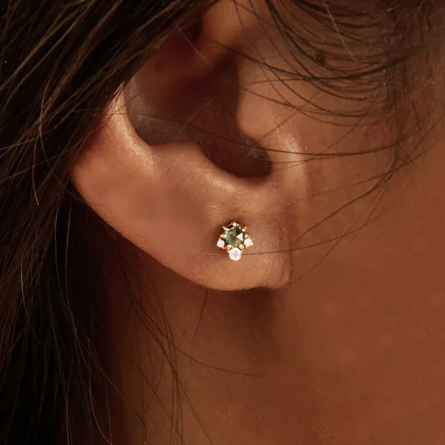 Full Moon Glow Diamond London Blue Topaz Earring (Gold)