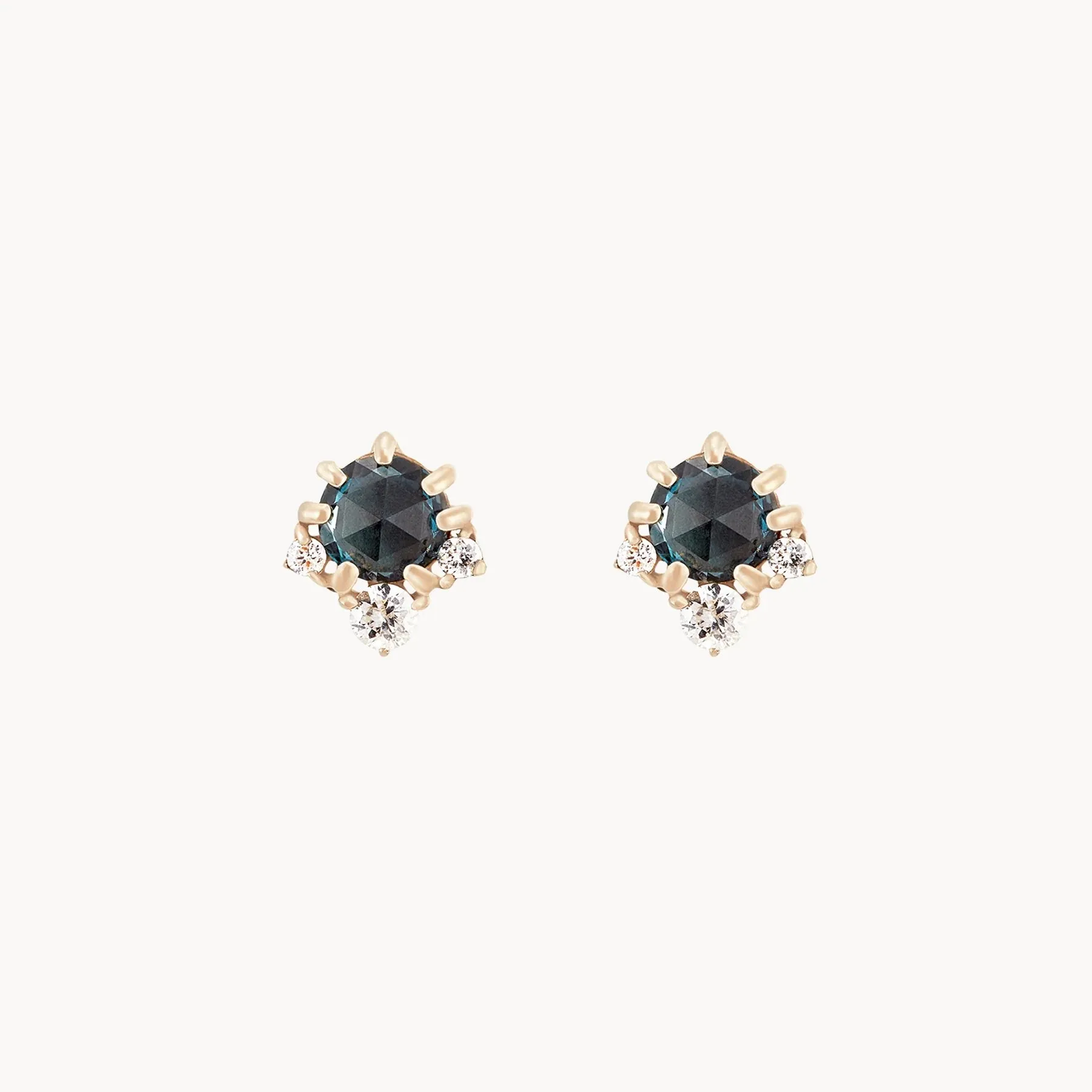 Full Moon Glow Diamond London Blue Topaz Earring (Gold)