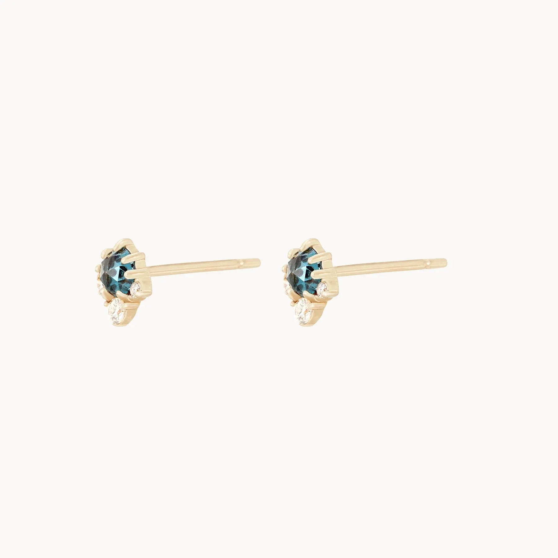 Full Moon Glow Diamond London Blue Topaz Earring (Gold)