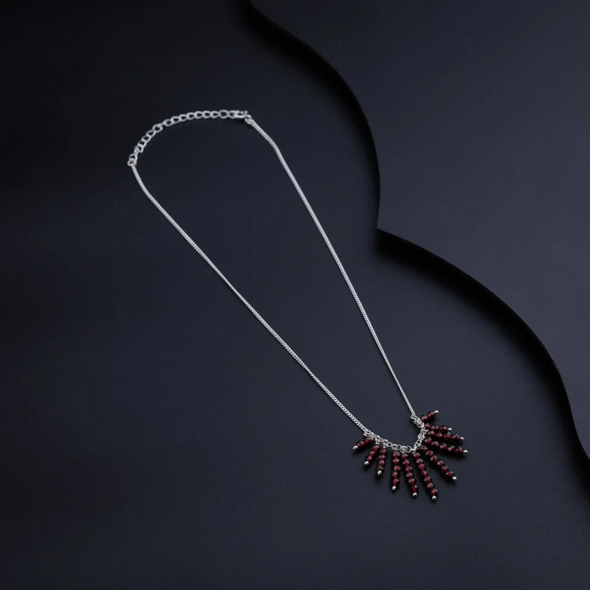 Garnet Bunch Silver Necklace