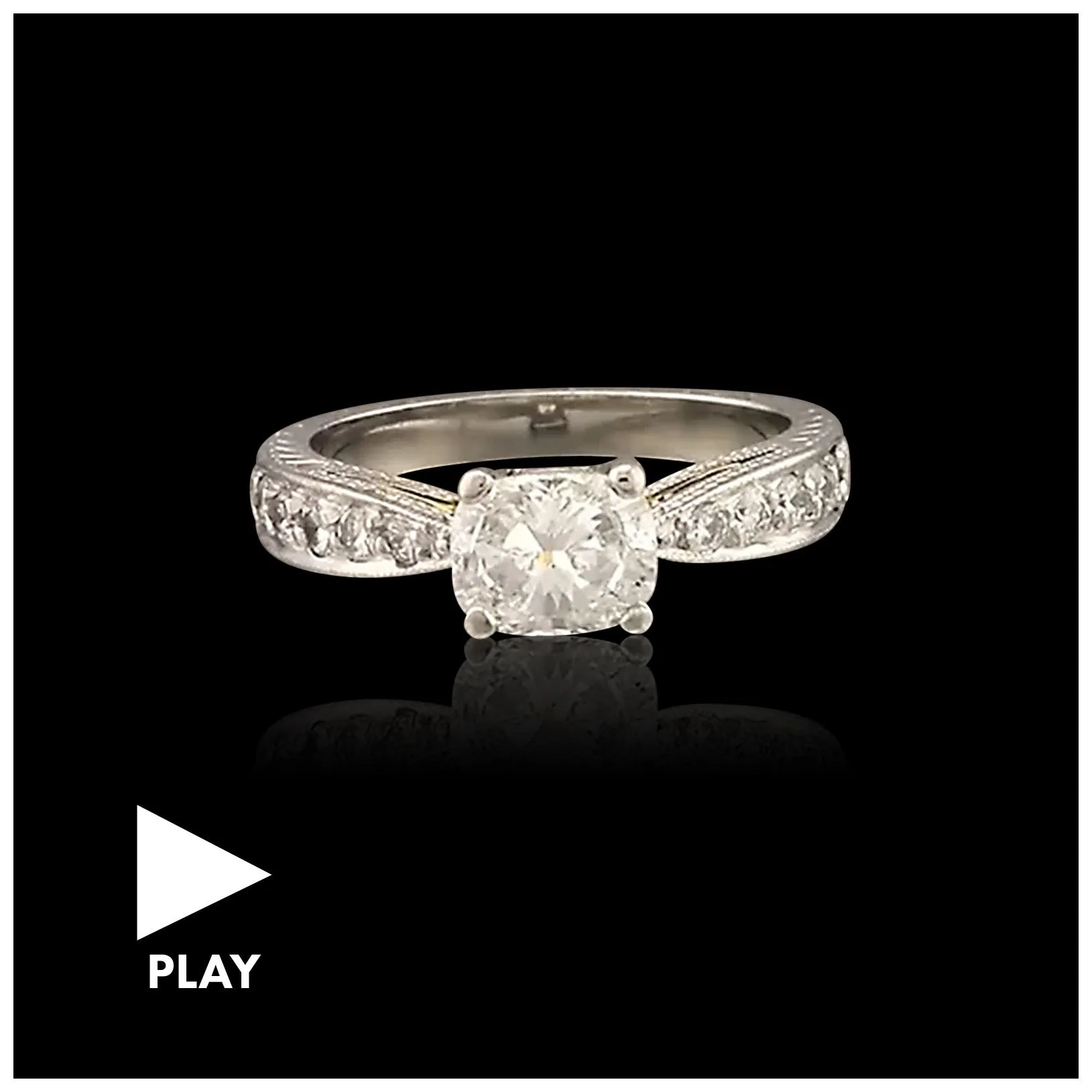 GIA 1.00 Carat Cushion Cut Diamond Platinum Ring