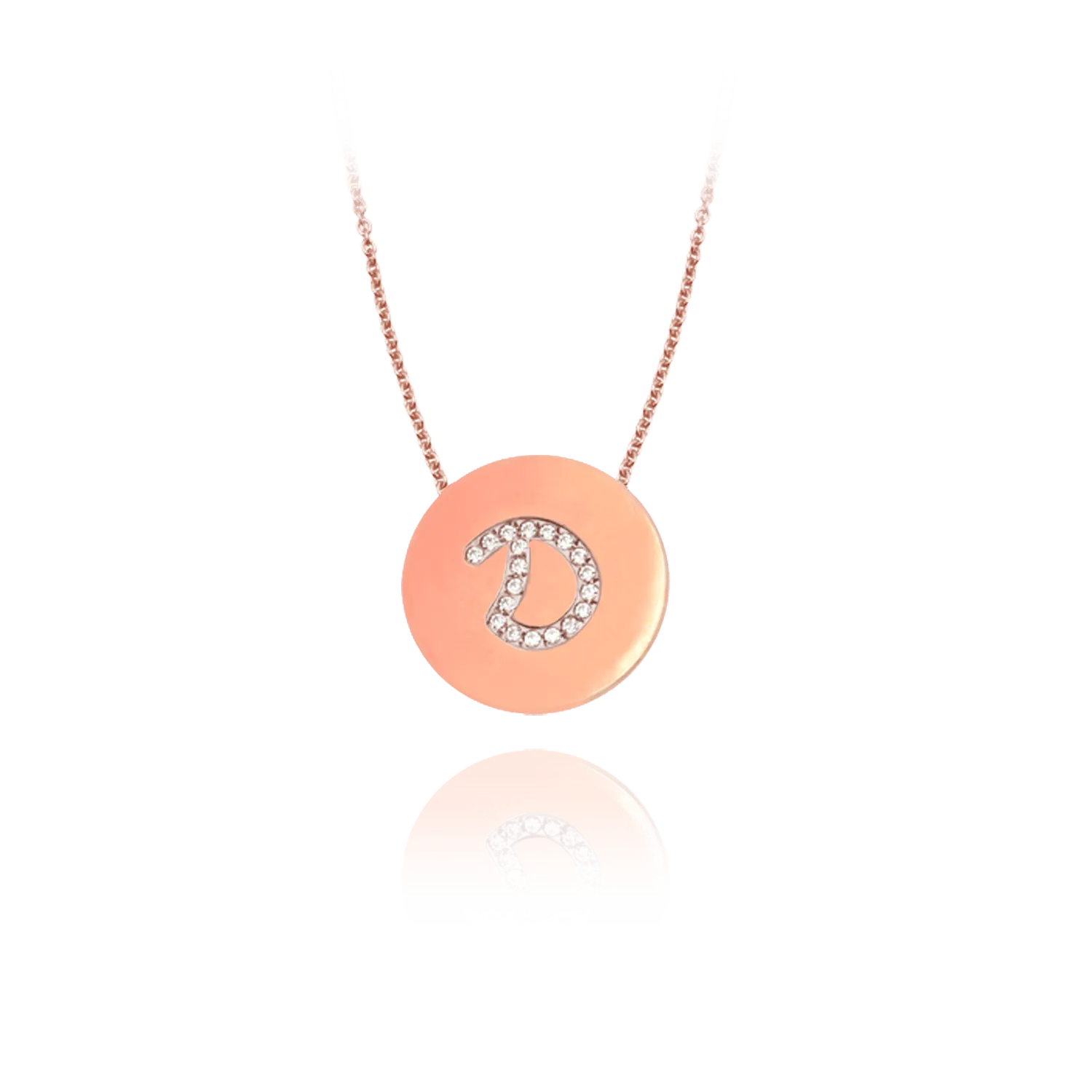 Gold Accented Scripted Initial Disc With Diamonds