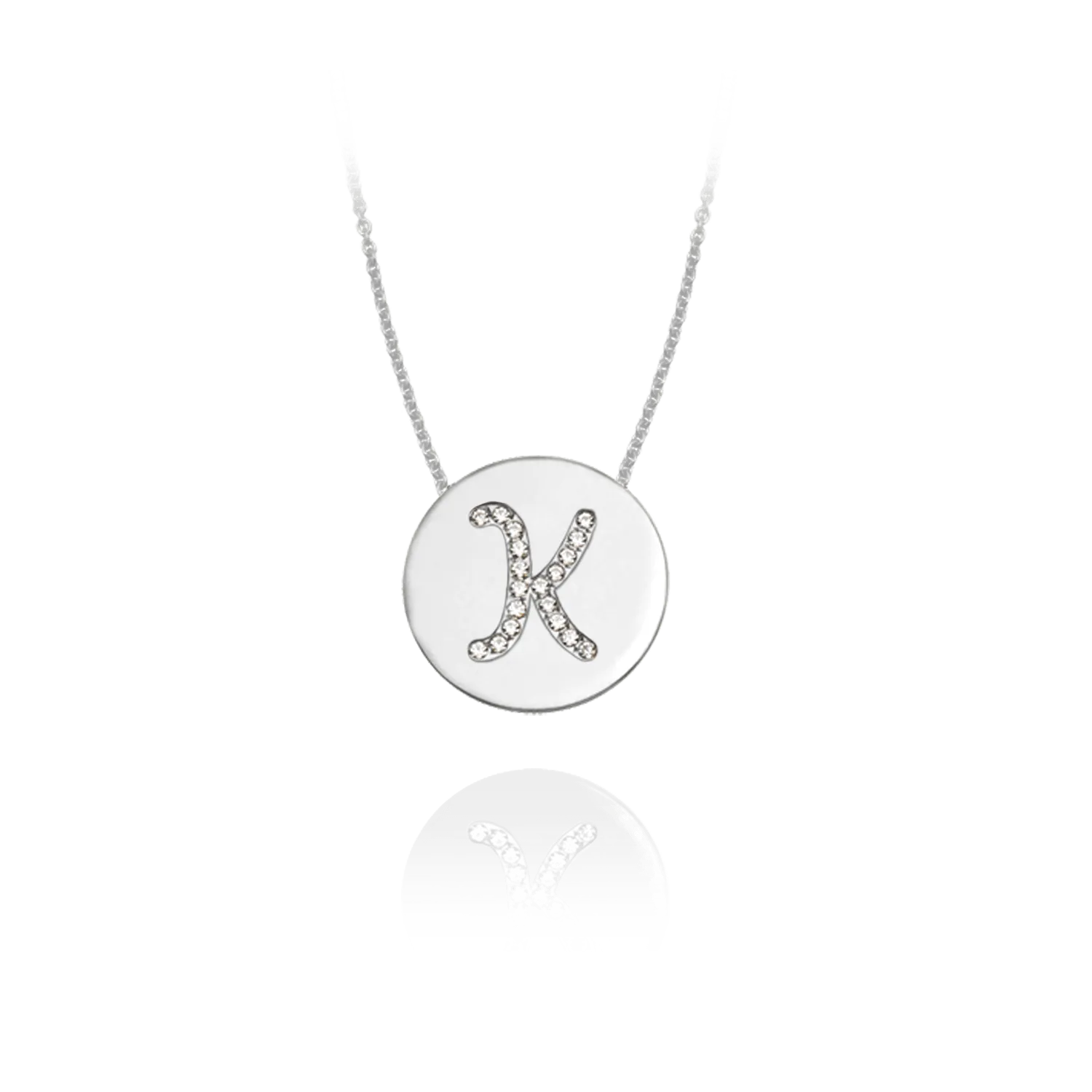 Gold Accented Scripted Initial Disc With Diamonds