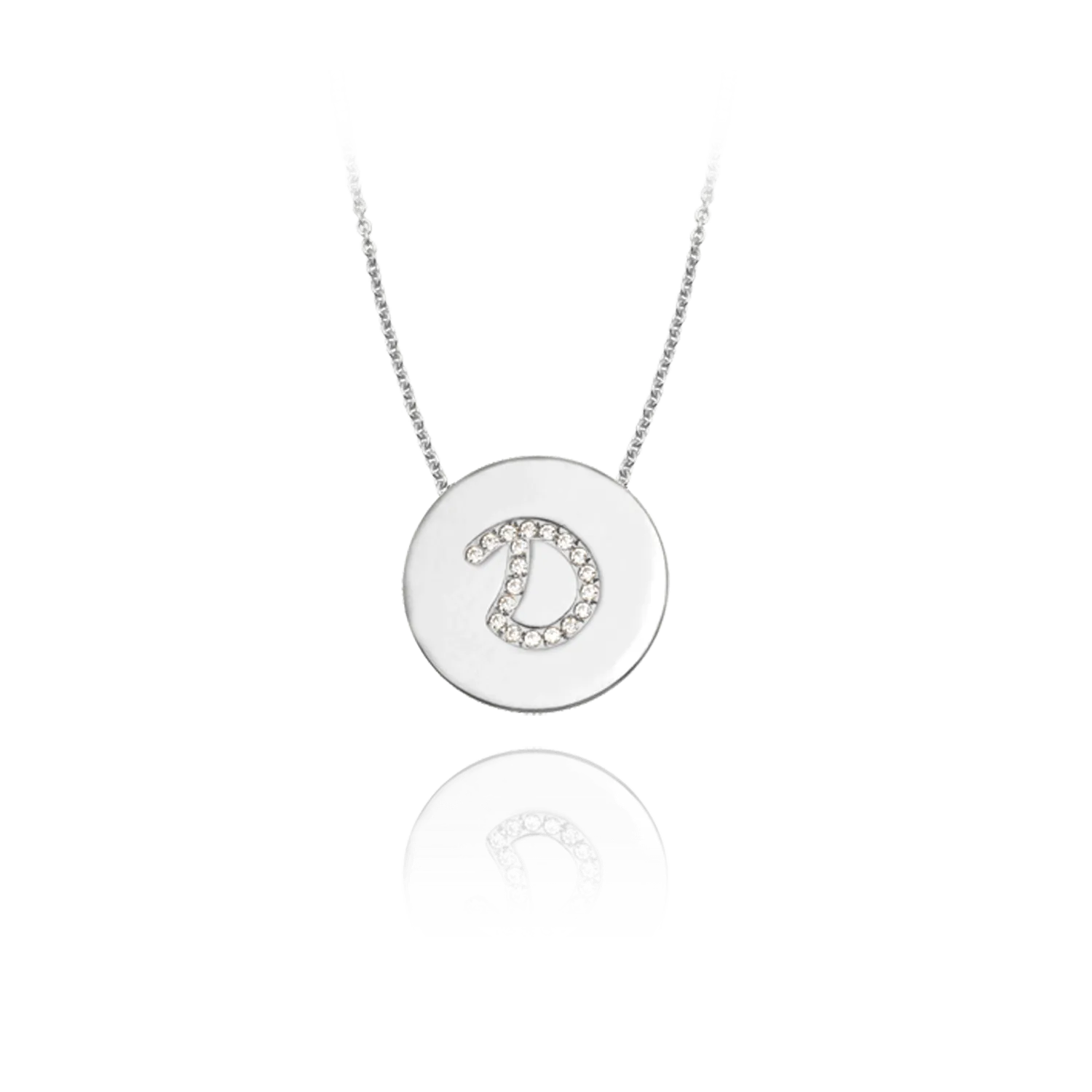 Gold Accented Scripted Initial Disc With Diamonds