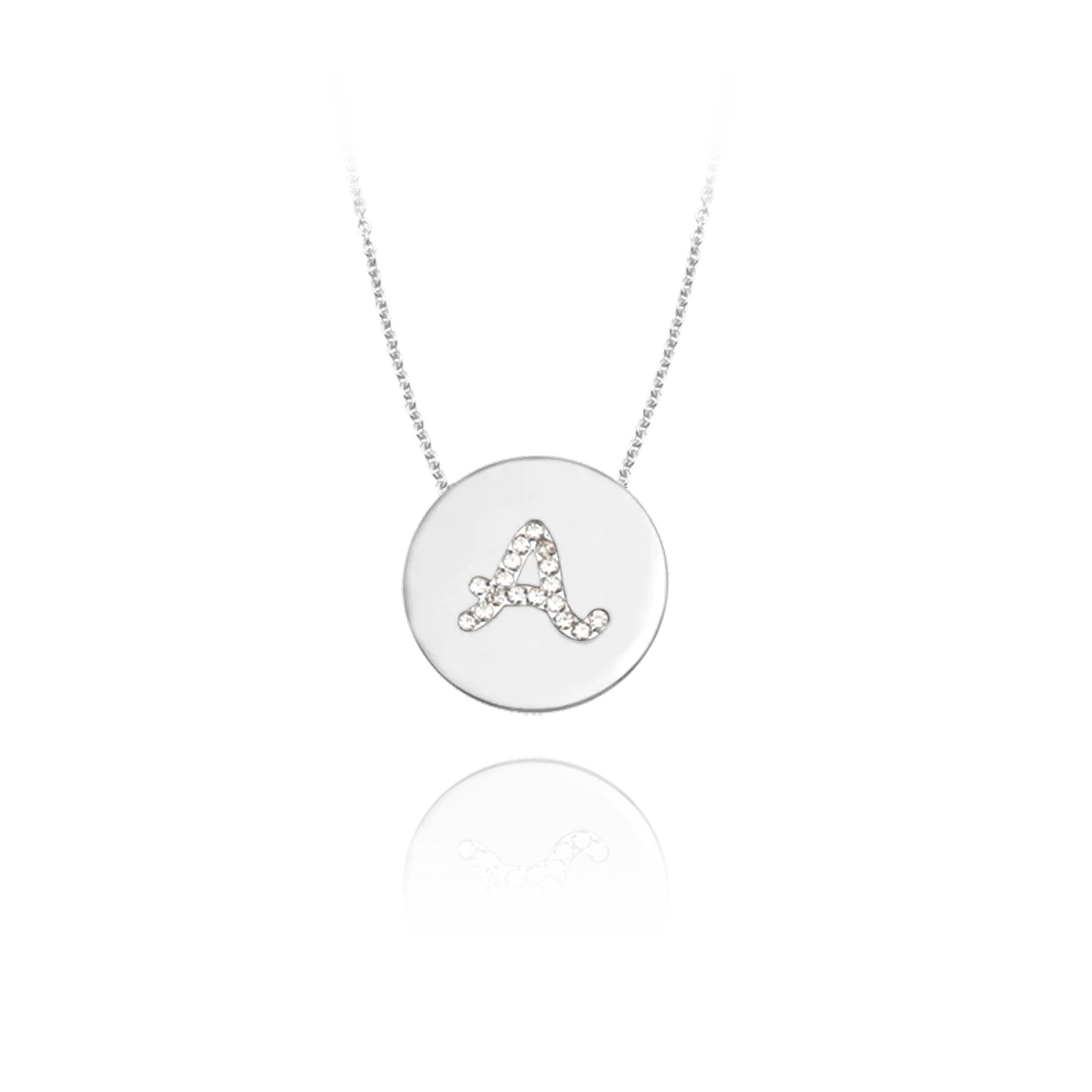 Gold Accented Scripted Initial Disc With Diamonds