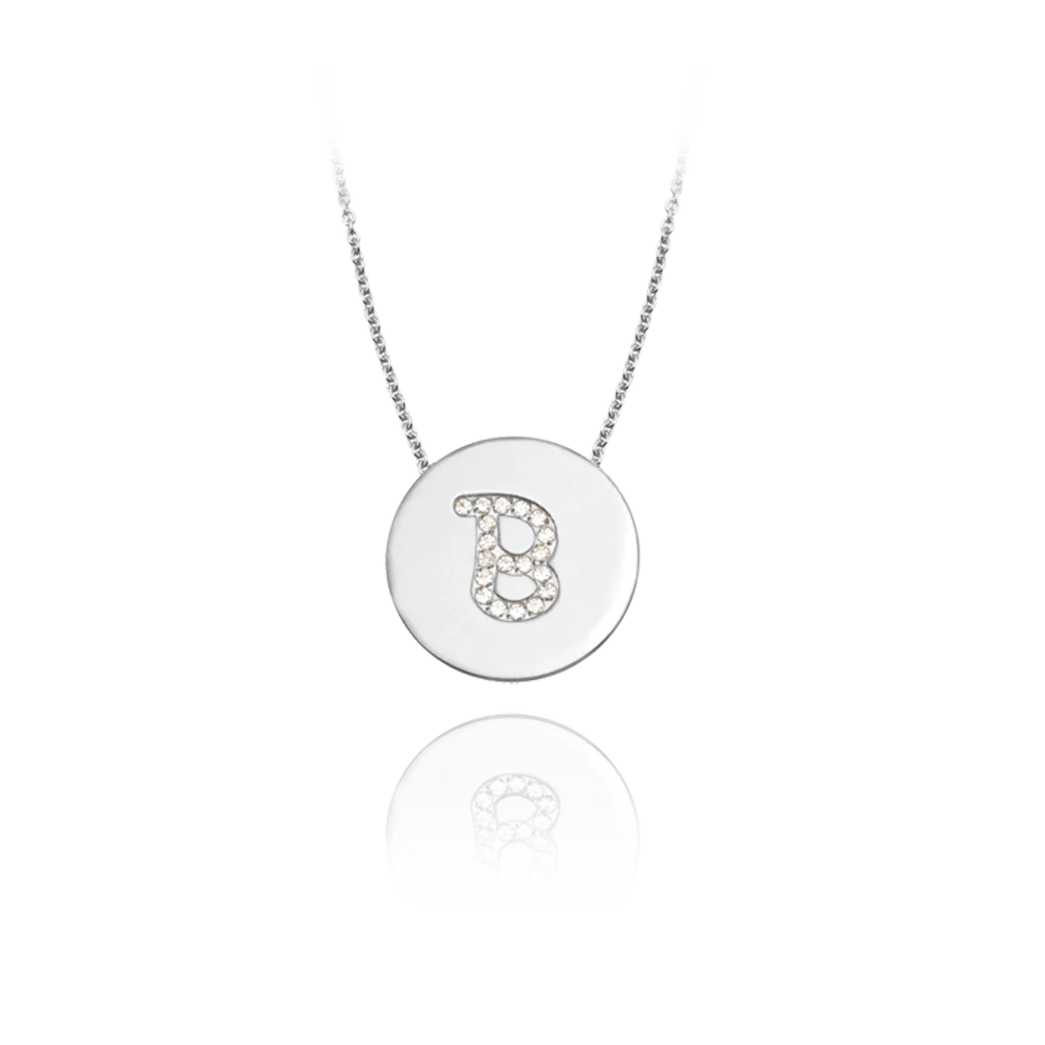 Gold Accented Scripted Initial Disc With Diamonds