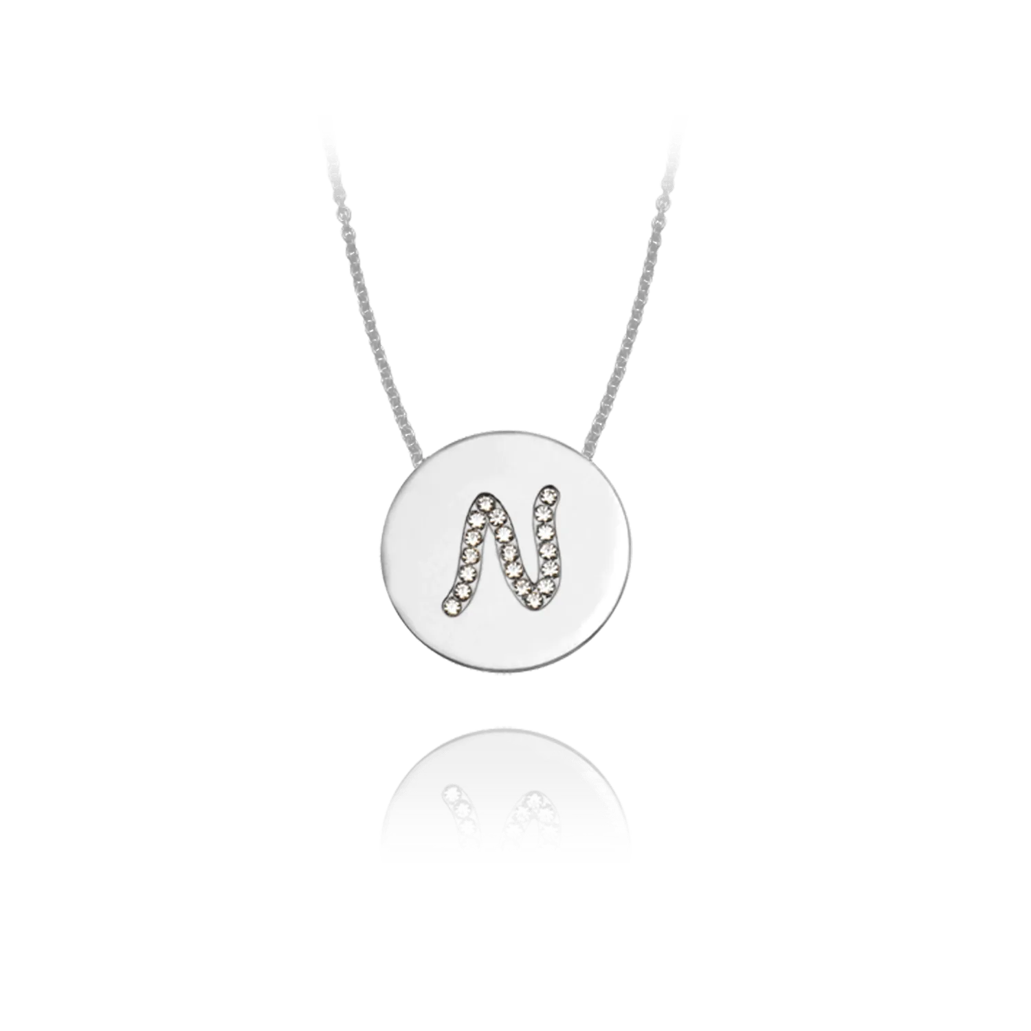 Gold Accented Scripted Initial Disc With Diamonds