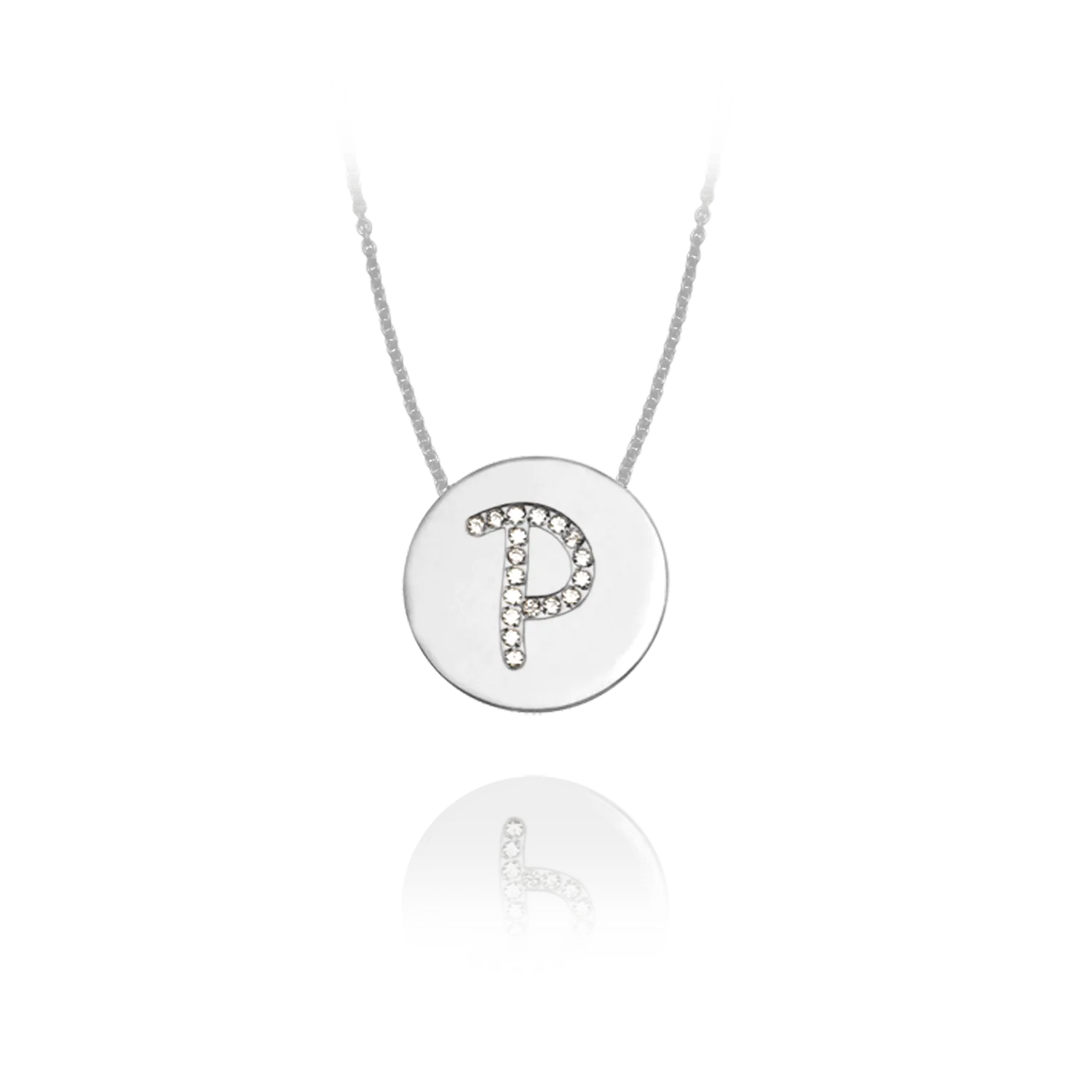 Gold Accented Scripted Initial Disc With Diamonds