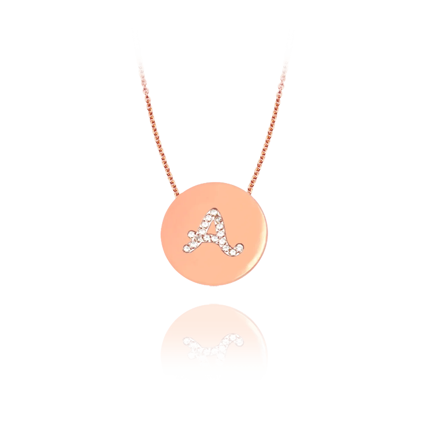 Gold Accented Scripted Initial Disc With Diamonds