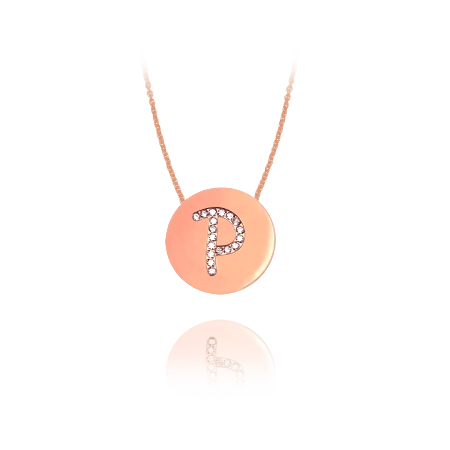 Gold Accented Scripted Initial Disc With Diamonds