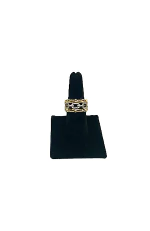 Gold Pave Links Channel Ring