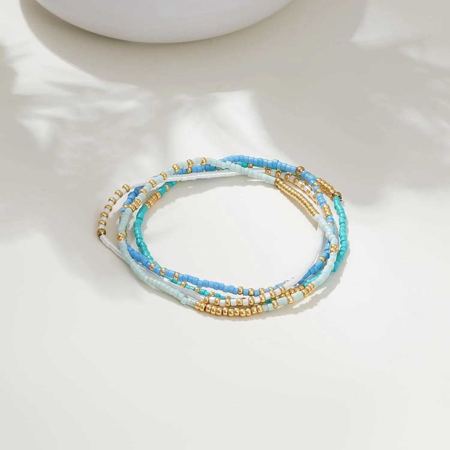 Gold Pearl Beaded Bracelets for Women Stackable Set, Elegant Delicate Paperclip Link Stretch Chain Summer Bracelet Dainty Trendy Gold Jewelry Birthday Gift