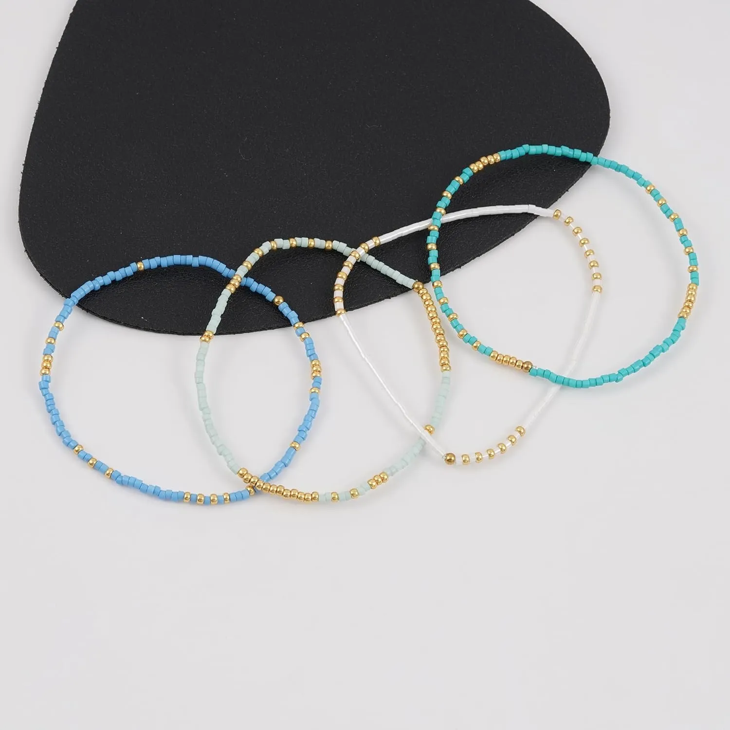 Gold Pearl Beaded Bracelets for Women Stackable Set, Elegant Delicate Paperclip Link Stretch Chain Summer Bracelet Dainty Trendy Gold Jewelry Birthday Gift