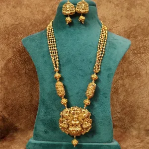 GOLD PLATED ANTIQUE TEMPLE JEWELLERY SET