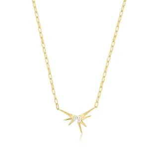 Gold Sparkle Spike Pendant Necklace