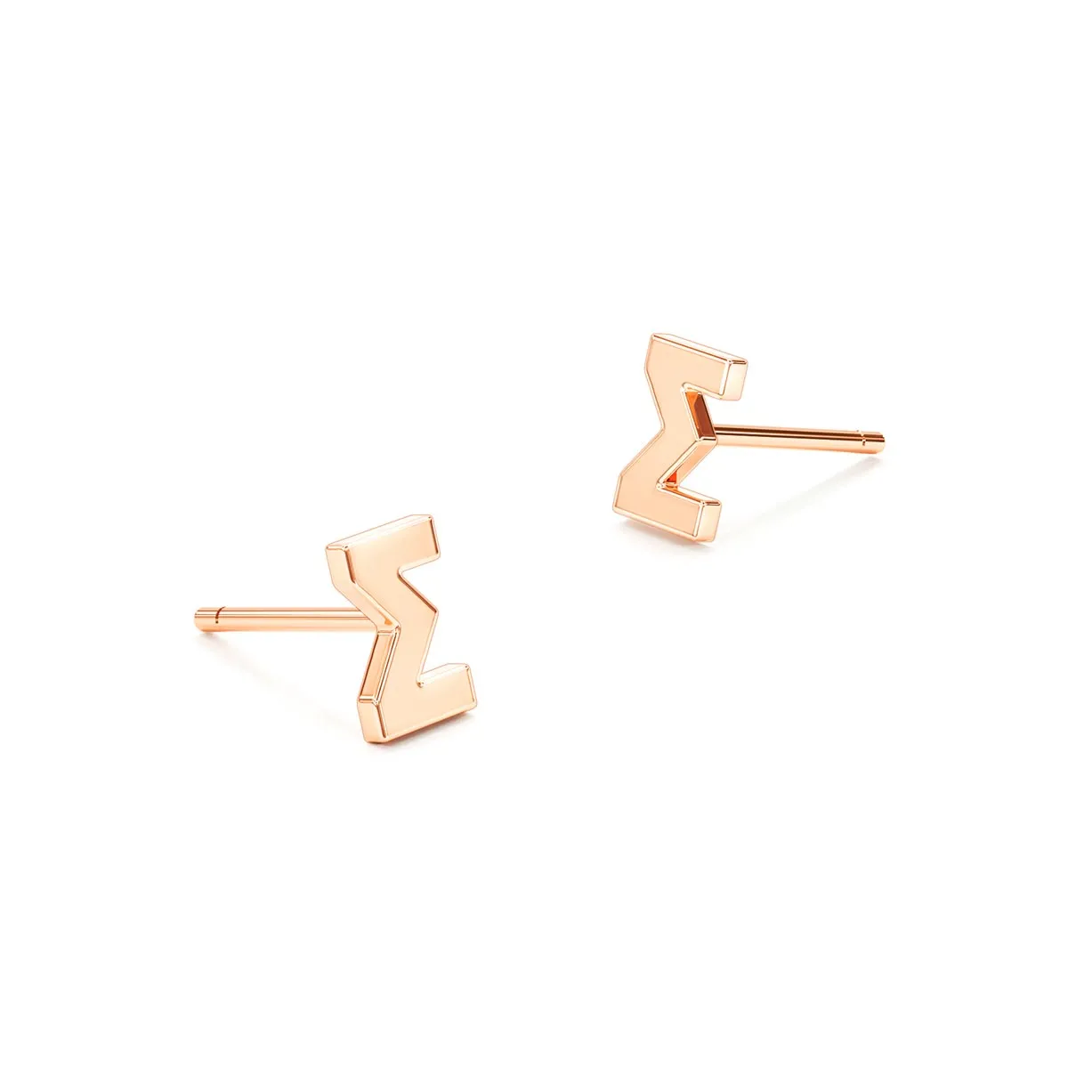 Greek Modern Initial Stud Earrings