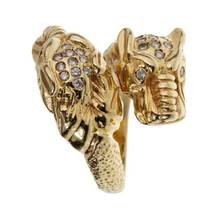 Gucci Tiger Diamond Yellow Gold Ring Sz 7