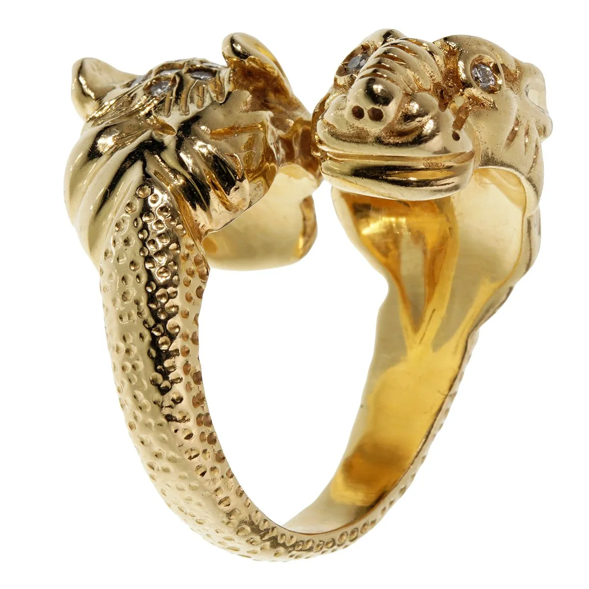 Gucci Tiger Diamond Yellow Gold Ring Sz 7