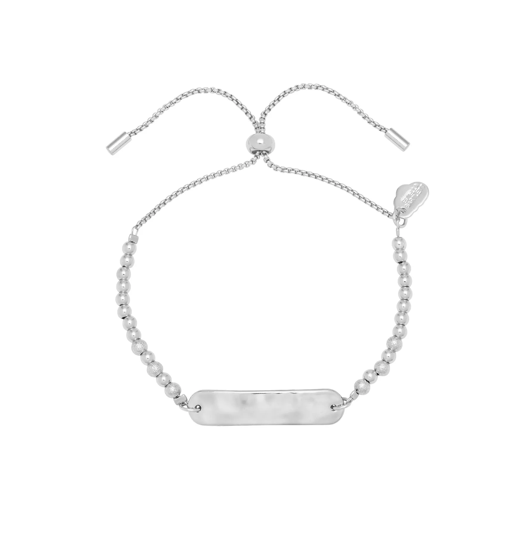 Hammered ID Bar Beaded Amelia Bracelet - Silver Plated - Live As You Dream - Estella Bartlett
