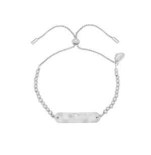 Hammered ID Bar Beaded Amelia Bracelet - Silver Plated - Live As You Dream - Estella Bartlett