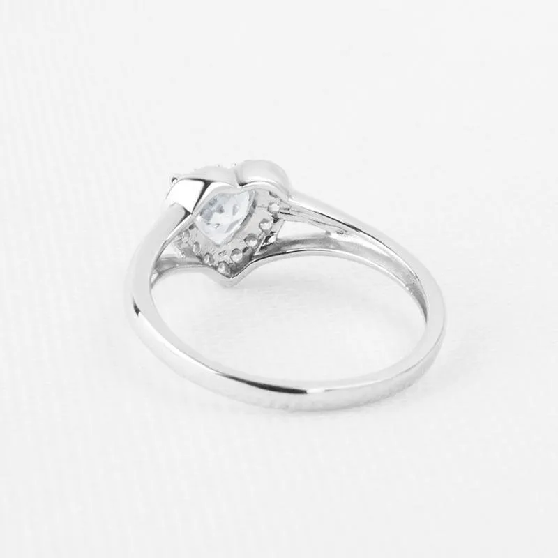 Heart Cut Halo Split Ring