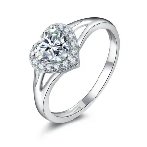 Heart Cut Halo Split Ring