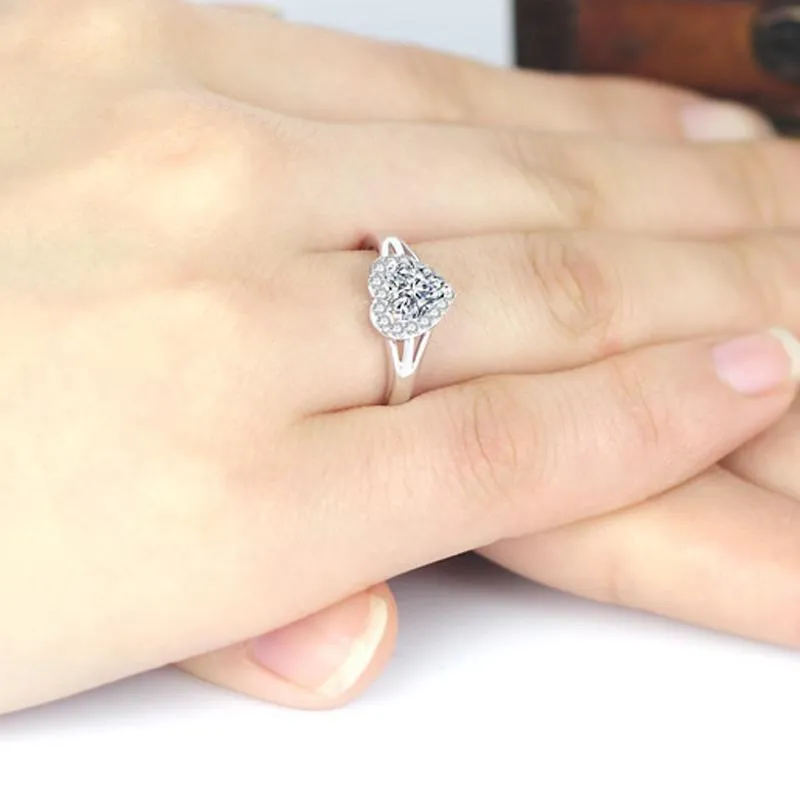 Heart Cut Halo Split Ring