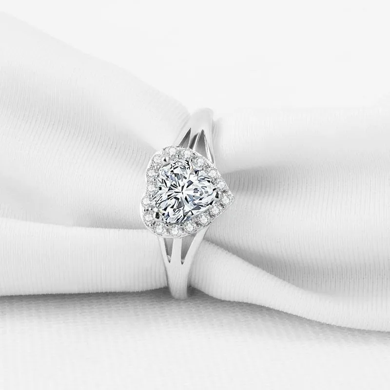 Heart Cut Halo Split Ring
