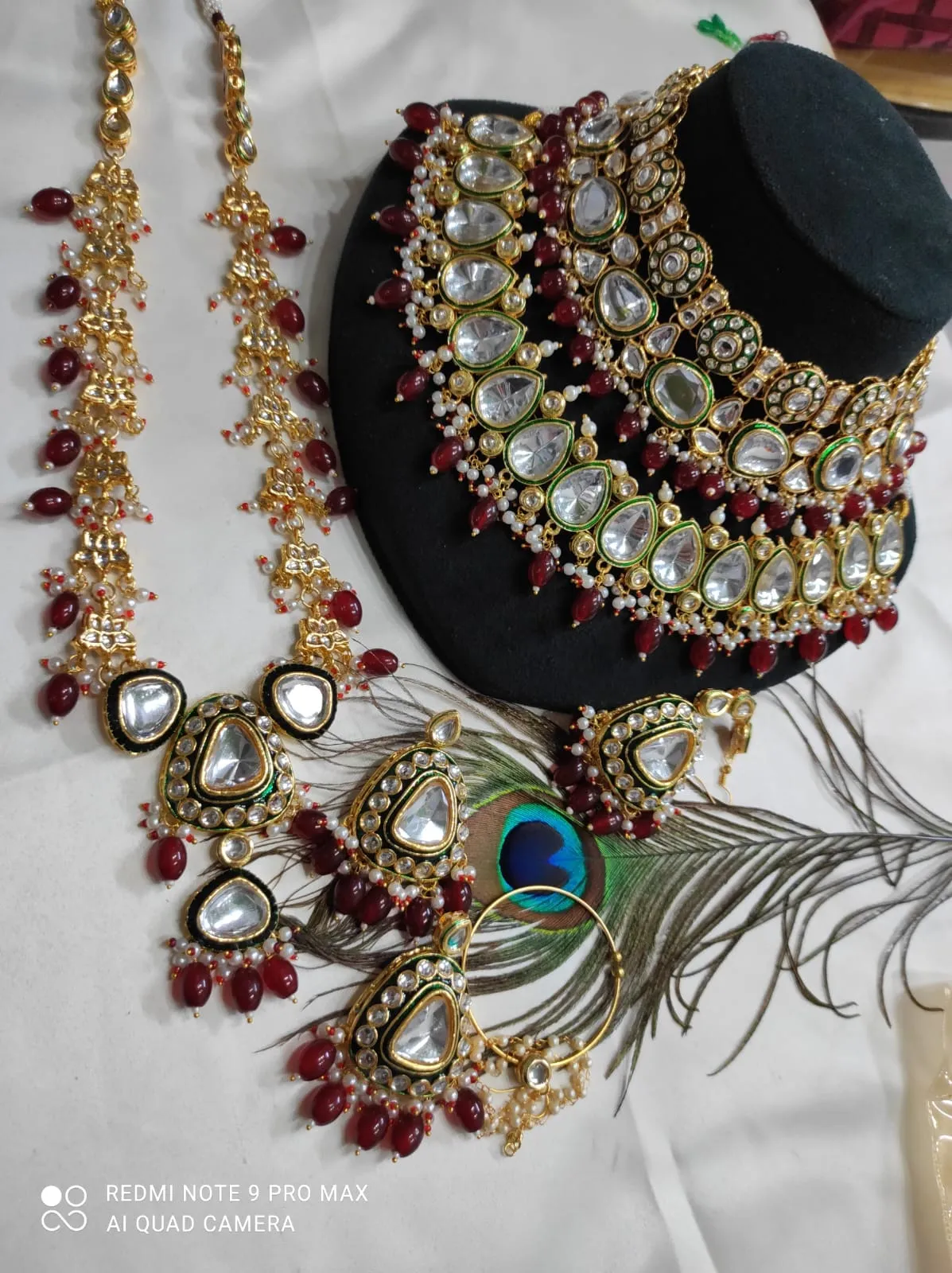 Heavy Kundan Jewellery Set With Choker & Long Necklace