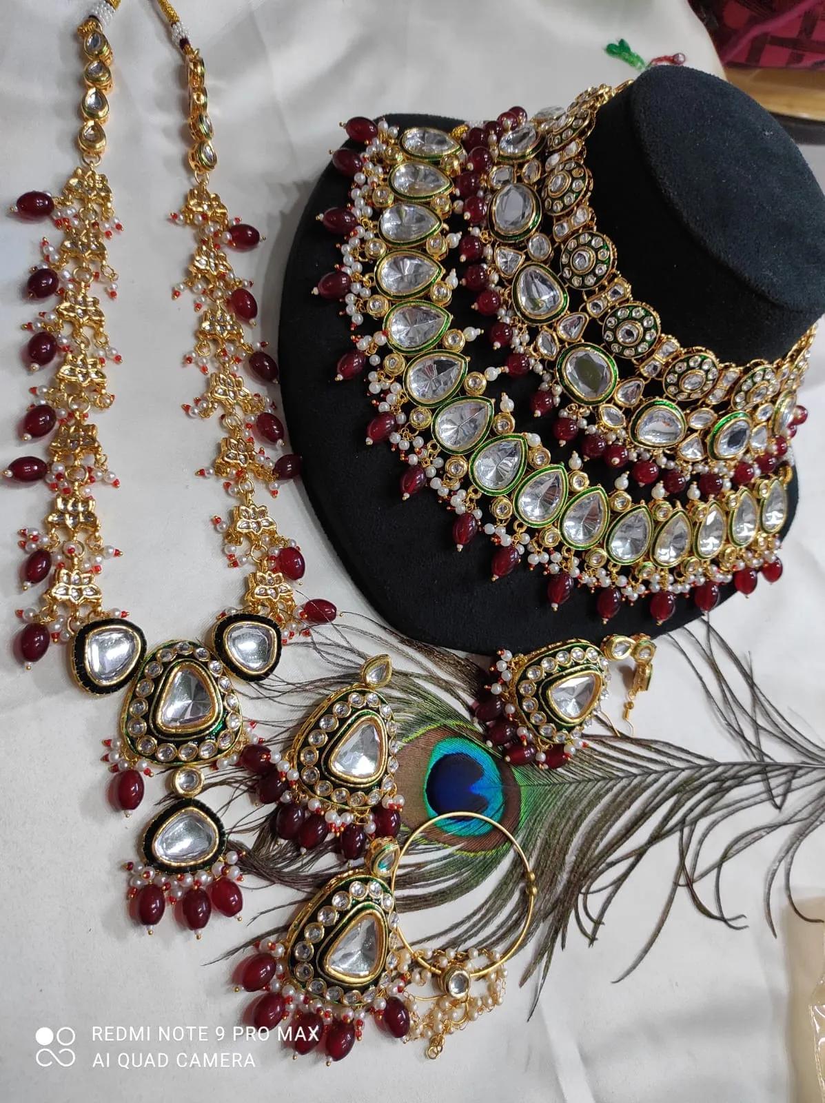 Heavy Kundan Jewellery Set With Choker & Long Necklace