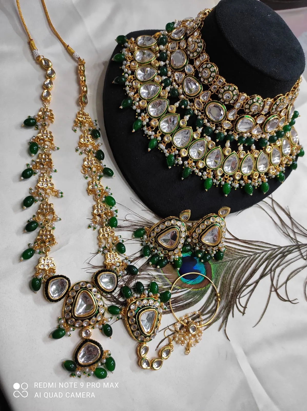 Heavy Kundan Jewellery Set With Choker & Long Necklace