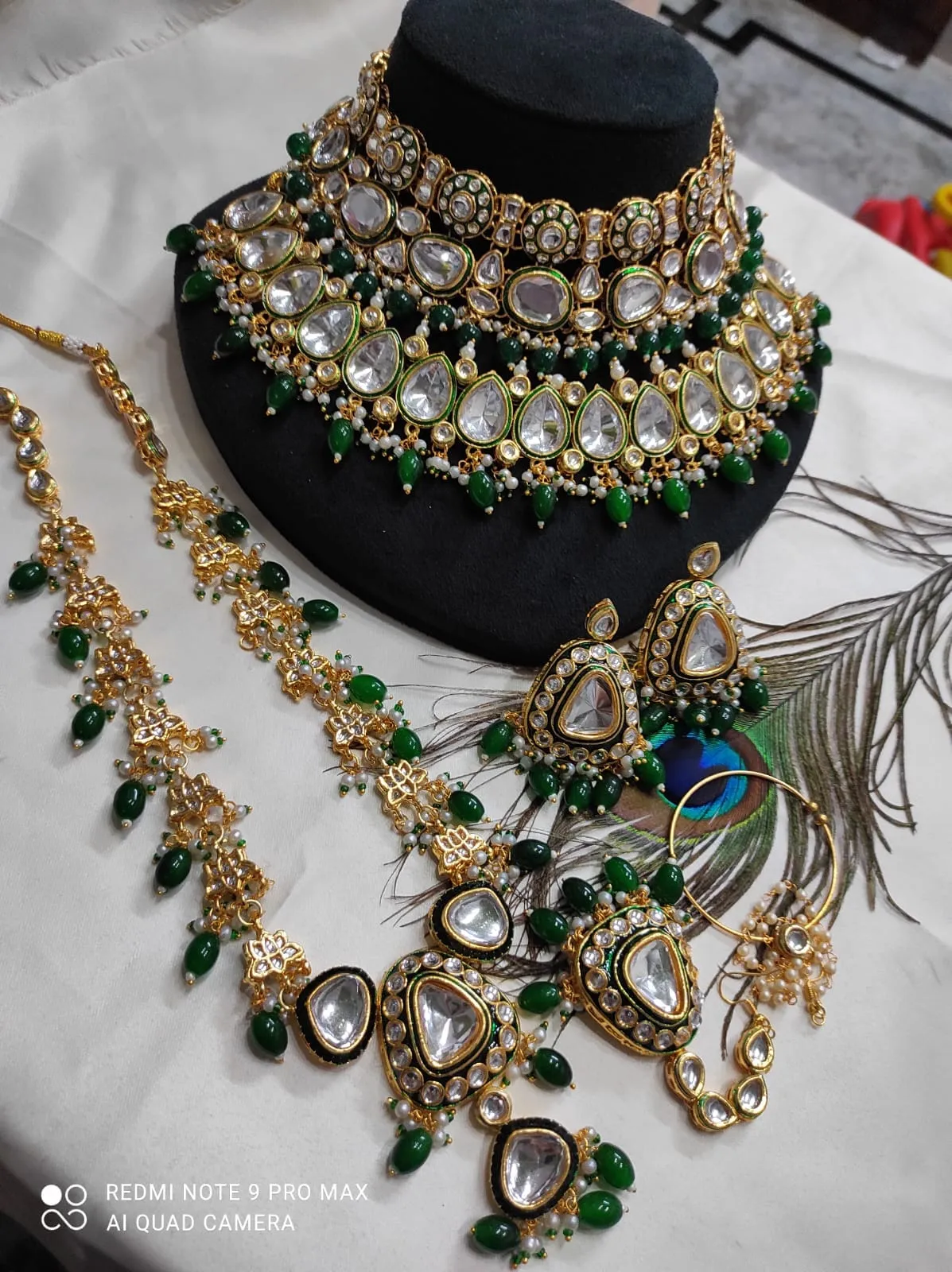 Heavy Kundan Jewellery Set With Choker & Long Necklace