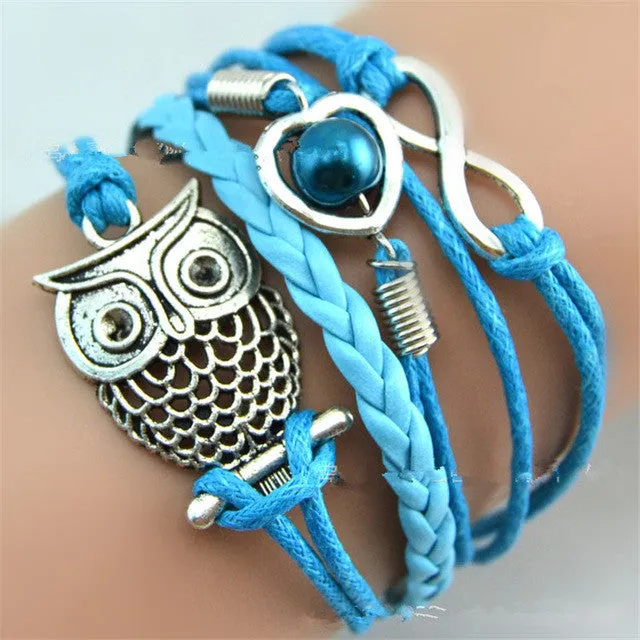 Hot 1 Pc Women Fashion Infinity Friendship Multilayer Charm Leather Bracelets Jewelry Gift