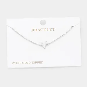 iLLASPARKZ -V- White Gold Dipped Metal Monogram Charm Bracelet
