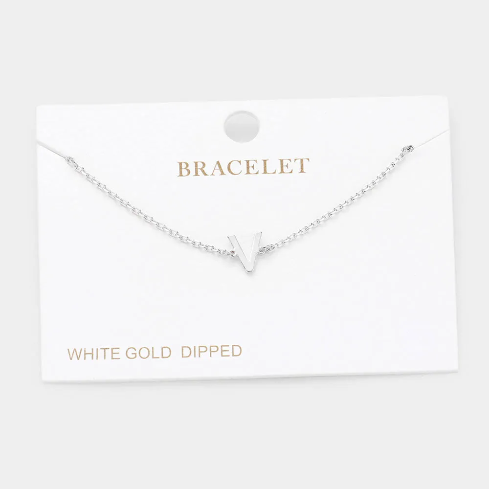 iLLASPARKZ -V- White Gold Dipped Metal Monogram Charm Bracelet