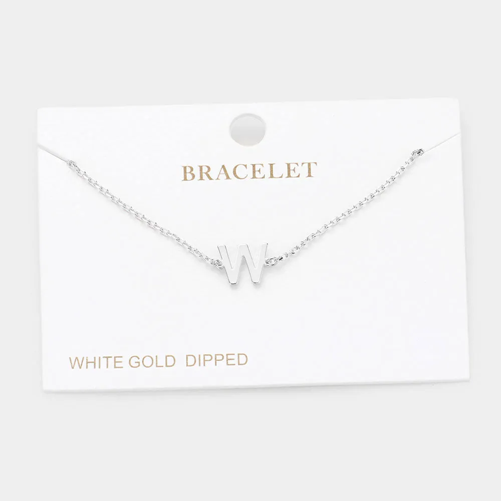 iLLASPARKZ -W- White Gold Dipped Metal Monogram Charm Bracelet