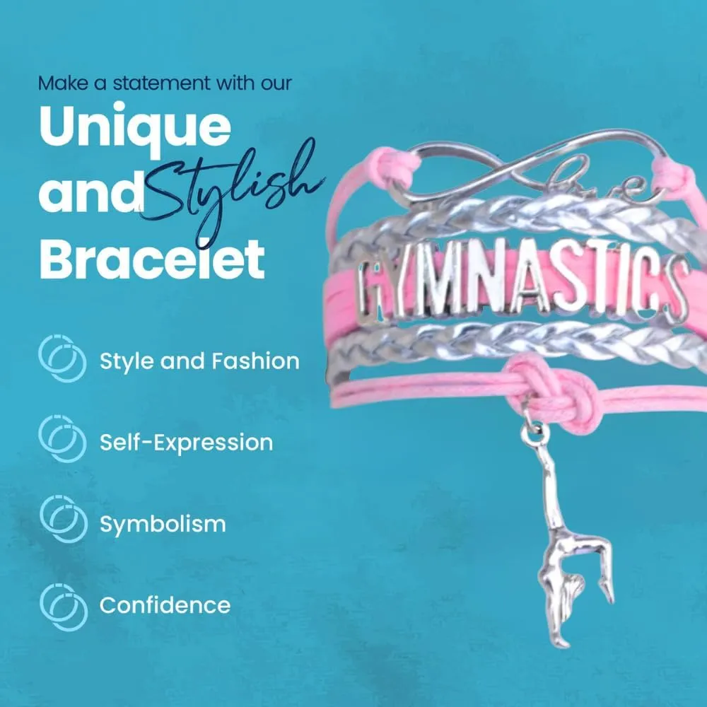 Infinity Collection Gymnastics Bracelets For Girls- Adjustable Charm Bracelet Gymnastic Charm. Gymnastics Bracelet Gifts for Gymnasts, Teams & Coaches.