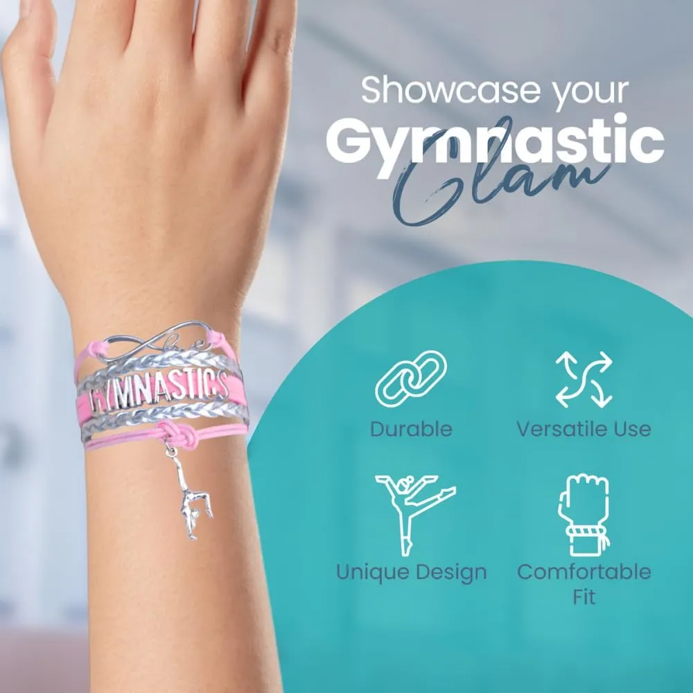Infinity Collection Gymnastics Bracelets For Girls- Adjustable Charm Bracelet Gymnastic Charm. Gymnastics Bracelet Gifts for Gymnasts, Teams & Coaches.