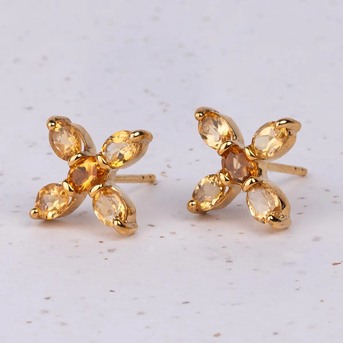 Jane Austen Topaz Cross Earrings in Citrine and Gold