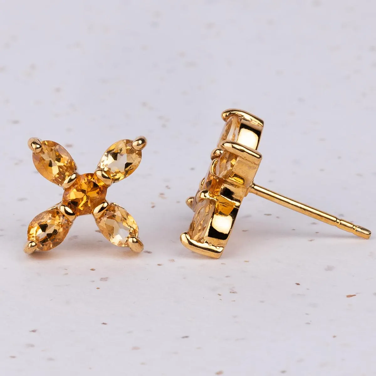 Jane Austen Topaz Cross Earrings in Citrine and Gold