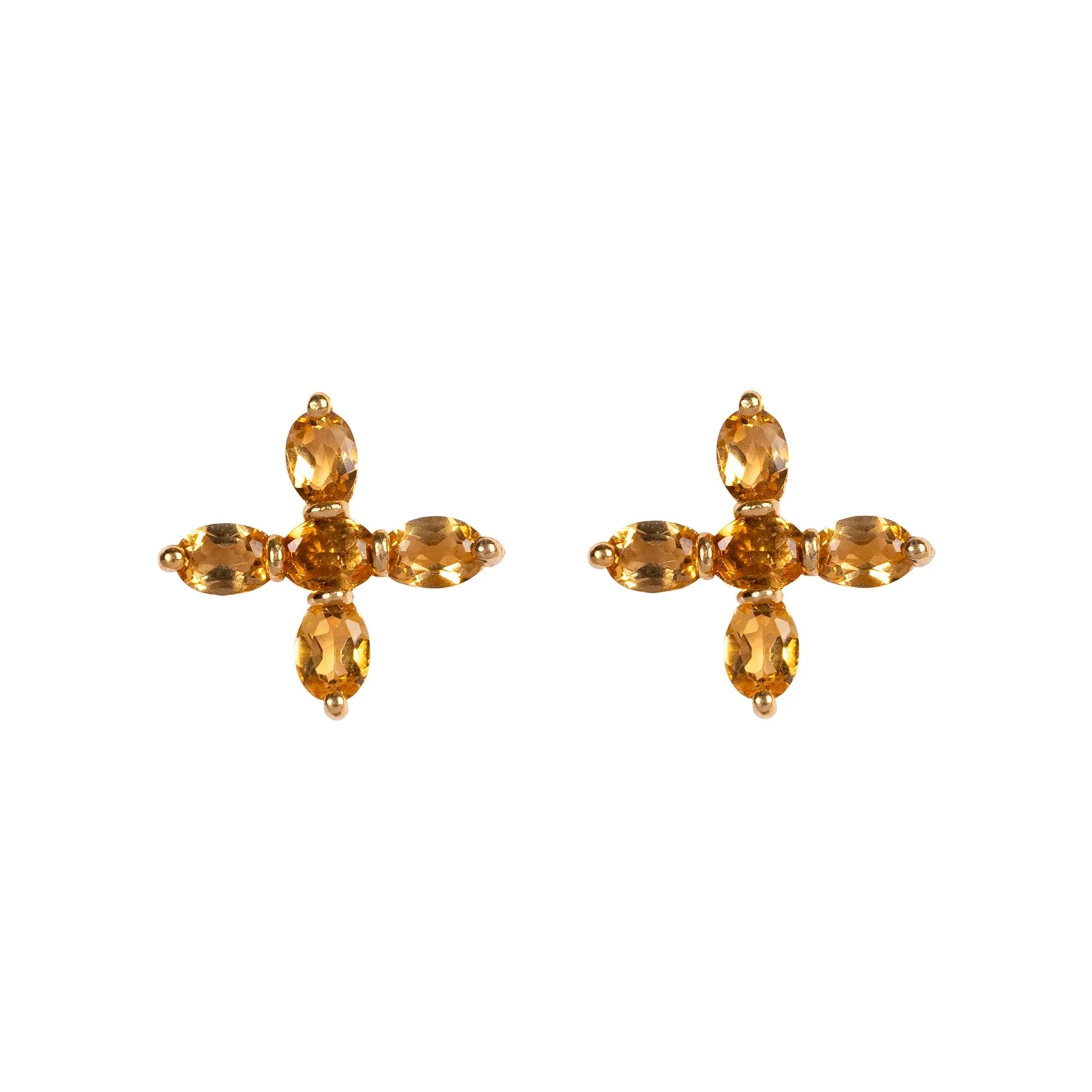 Jane Austen Topaz Cross Earrings in Citrine and Gold