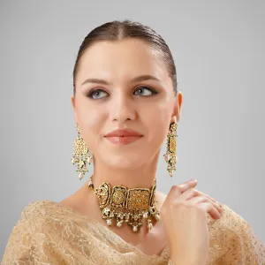 KUNDAN POLKI & MEENAKARI PEARL CHOKER SET