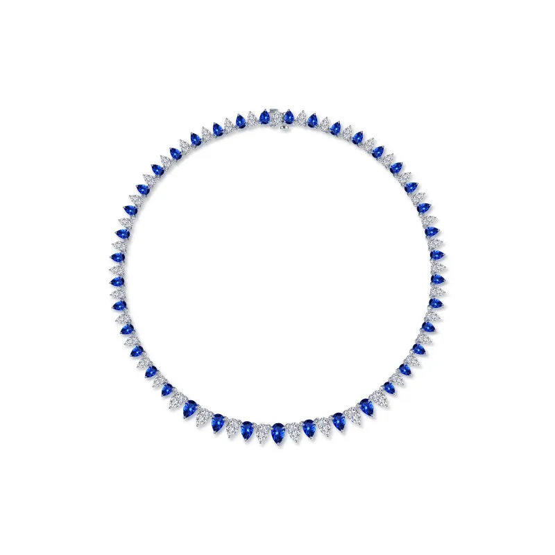 Lafonn 38 CTW Fancy Lab-Grown Sapphire Tennis Choker Necklace