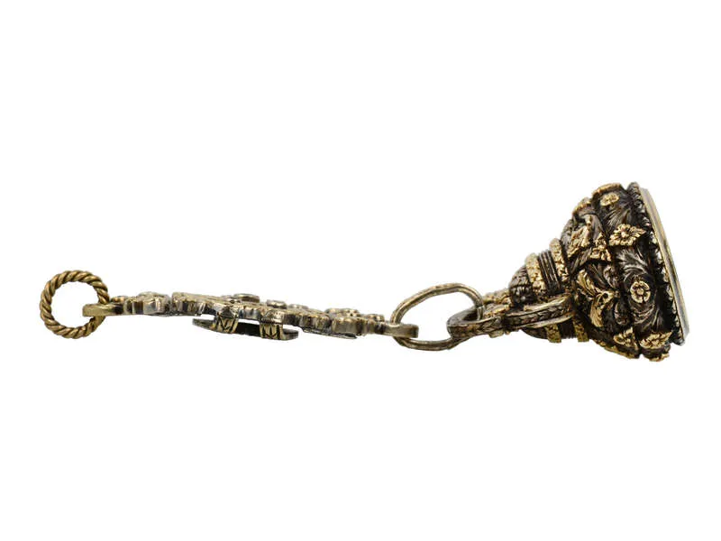 Lavish Emerald, Gold & Silver Georgian Seal Fob